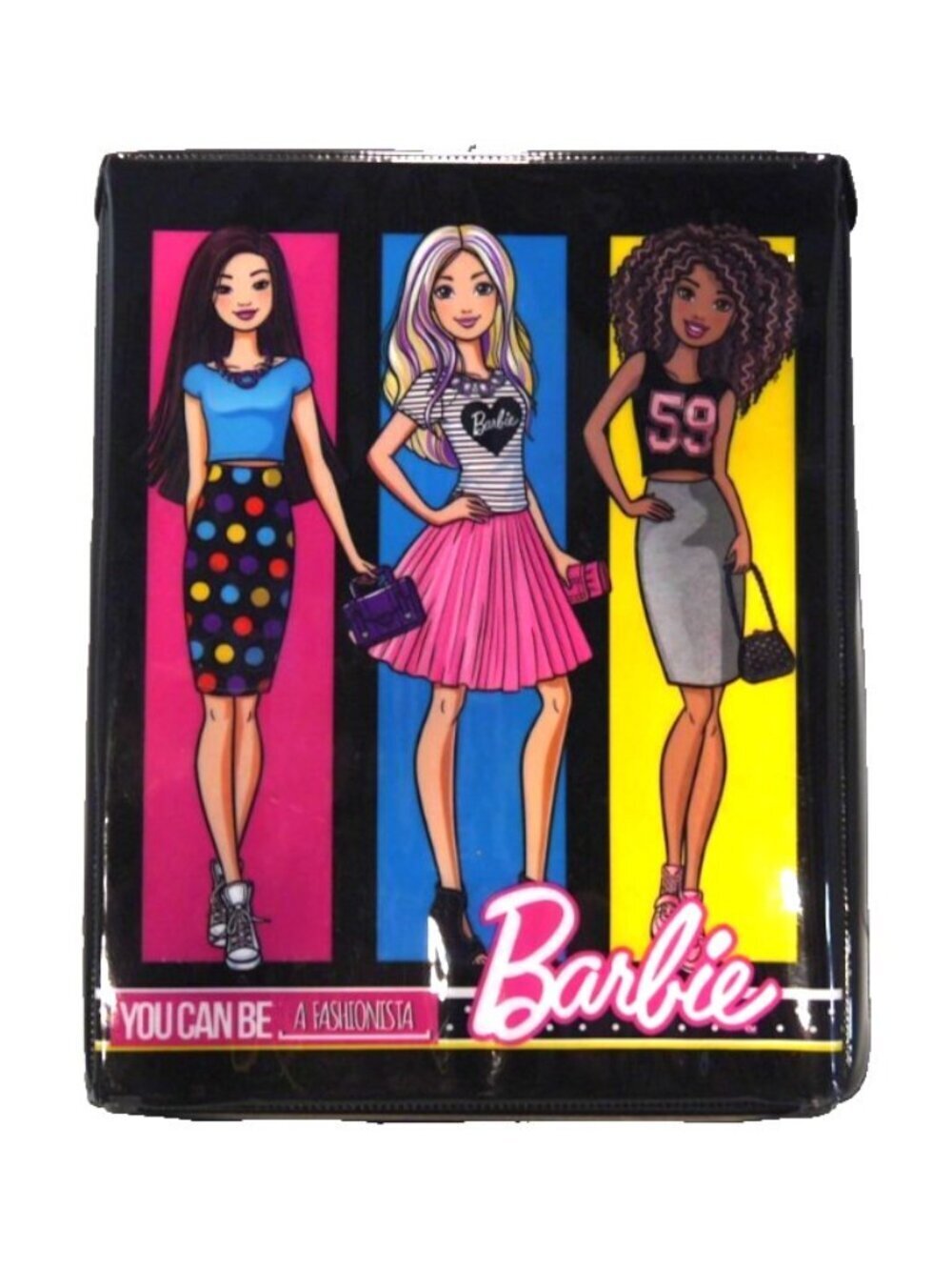 Barbie You Can Be A Fashionista black vinyl carry case Mattel, Bottom is Damaged